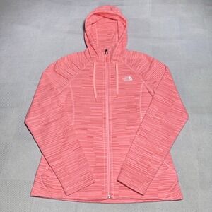 The North Face Mezzaluna‎ Hoodie Womens Medium Pink Fleece Full Zip Stripe
